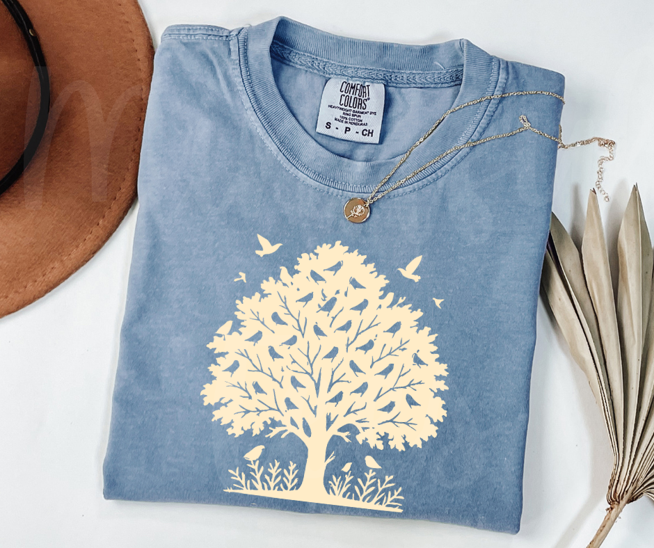 "Among The Branches" Birdwatching Design Birds and Nature Inspired Unisex heavyweight t-shirt