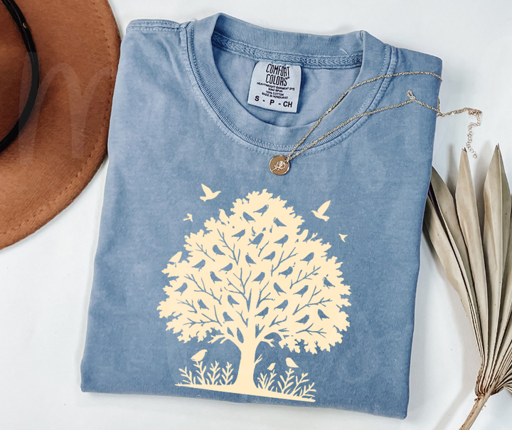 "Among The Branches" Birdwatching Design Birds and Nature Inspired Unisex heavyweight t-shirt