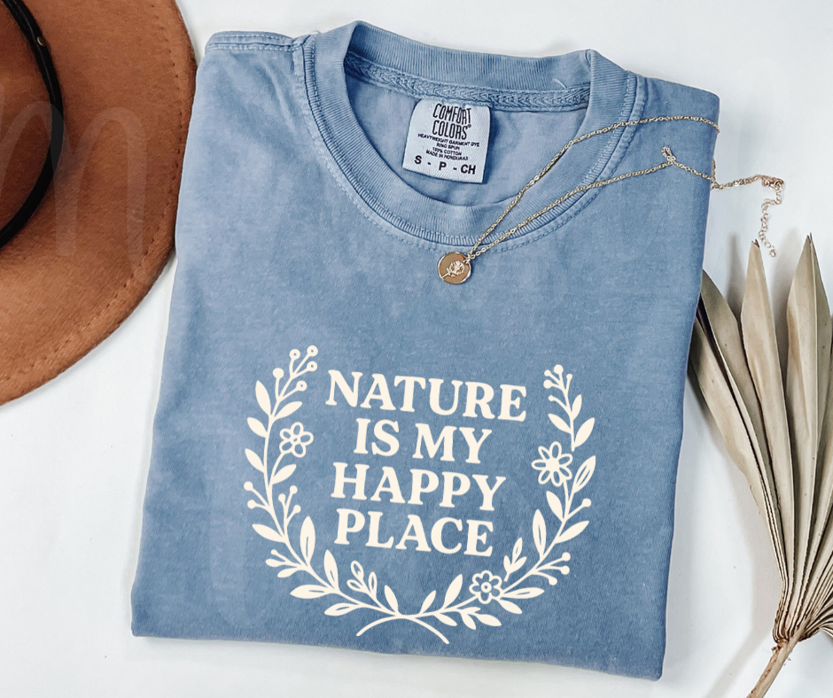 "Nature Is My Happy Place" Funny Plant Lover Tee Design Unisex heavyweight t-shirt