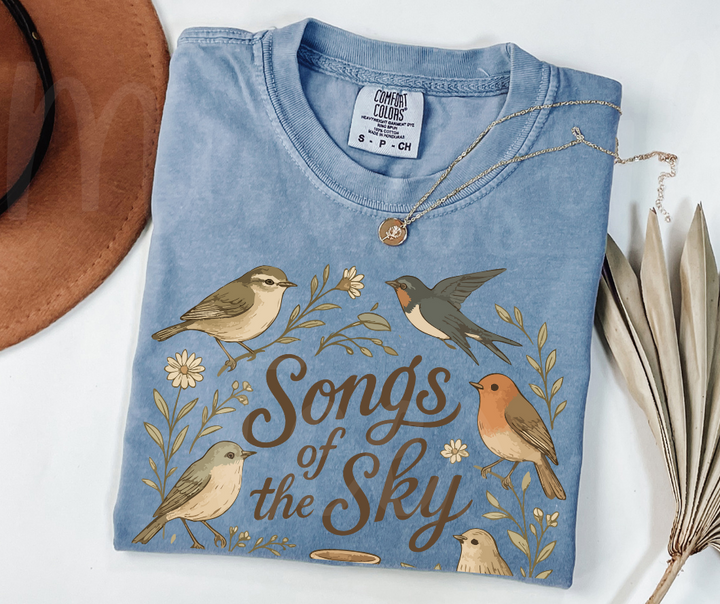 "Songs of the Sky" Birdwatching Design Birds and Nature Inspired Unisex heavyweight t-shirt