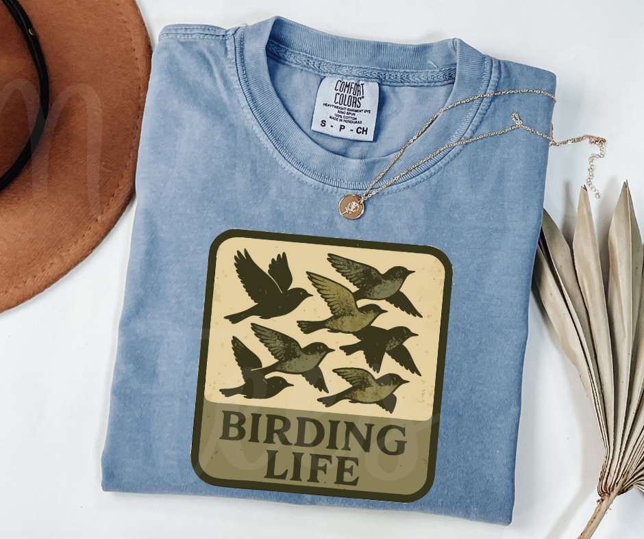 "Birding Life" Birdwatching Design Birds and Nature Inspired Unisex heavyweight t-shirt