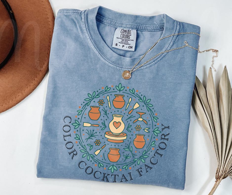 "Color Cocktail Factory" Funny Design Pottery Clay Hobby Inspired Unisex heavyweight t-shirt