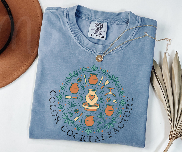 "Color Cocktail Factory" Funny Design Pottery Clay Hobby Inspired Unisex heavyweight t-shirt