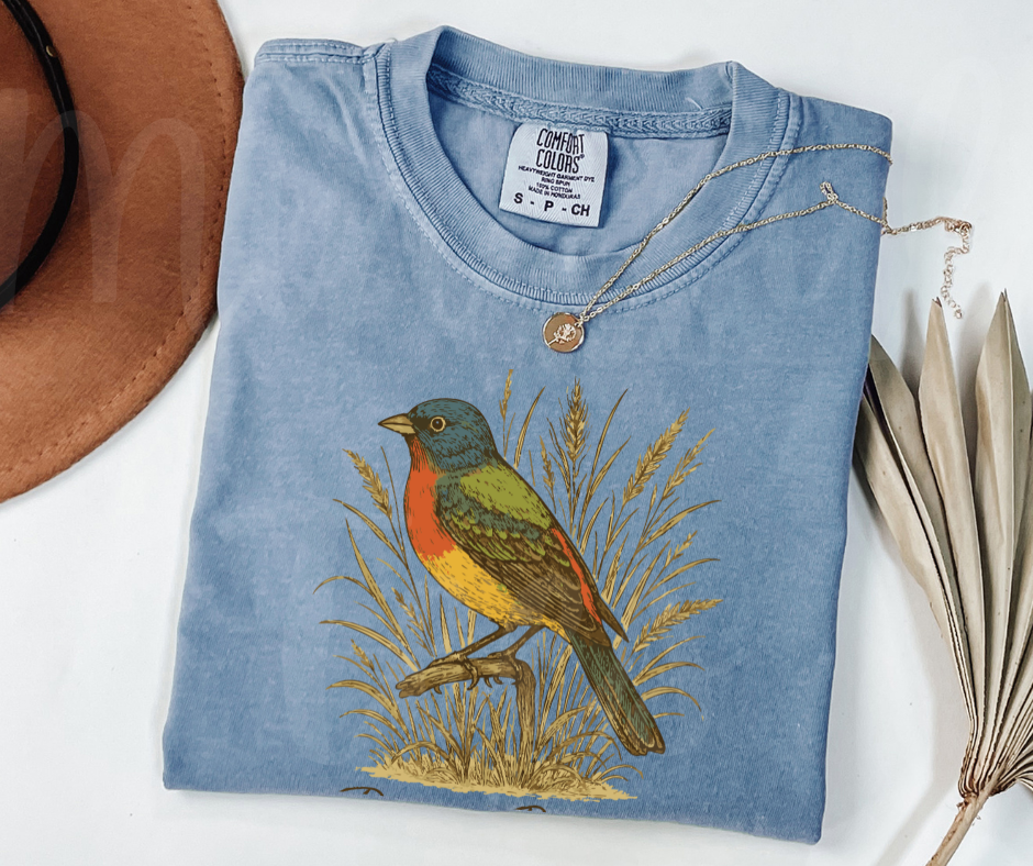 "Pointed Bunting" Birdwatching Design Birds and Nature Inspired Unisex heavyweight t-shirt