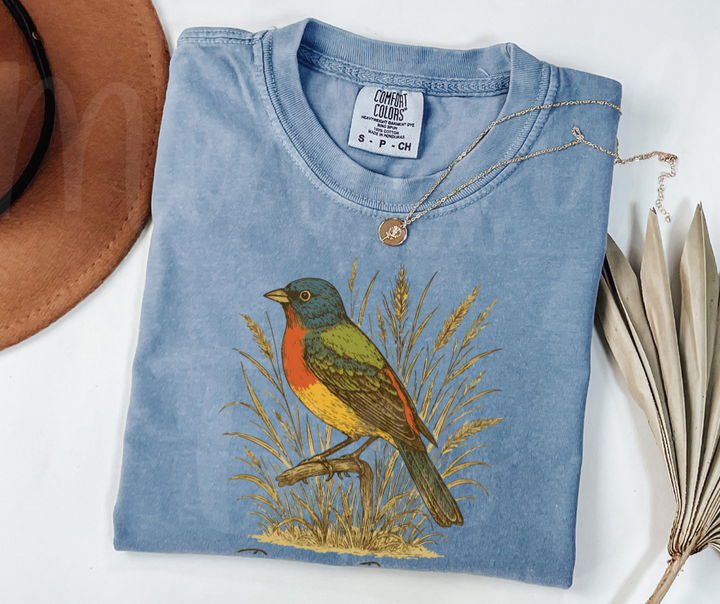 "Pointed Bunting" Birdwatching Design Birds and Nature Inspired Unisex heavyweight t-shirt