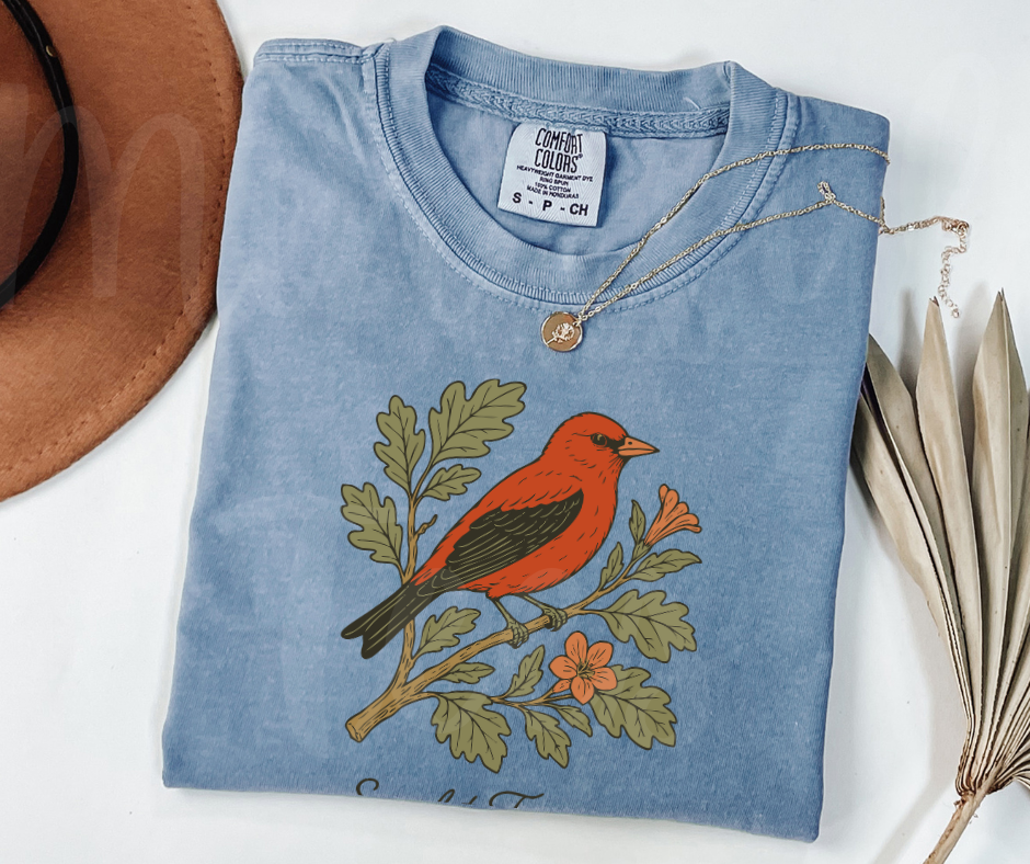 "Scarlet Tanager" Birdwatching Design Birds and Nature Inspired Unisex heavyweight t-shirt