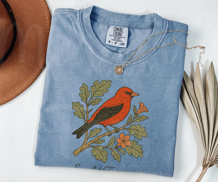 "Scarlet Tanager" Birdwatching Design Birds and Nature Inspired Unisex heavyweight t-shirt