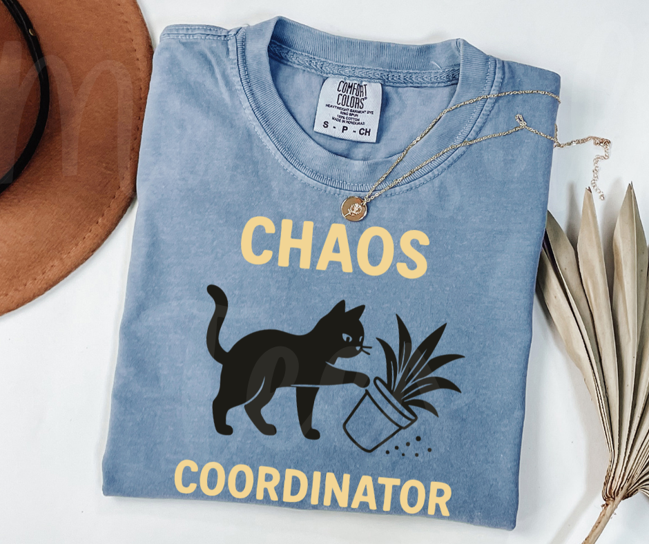 "Chaos Cordinator" Sarcastic Cat Design Unisex heavyweight t-shirt