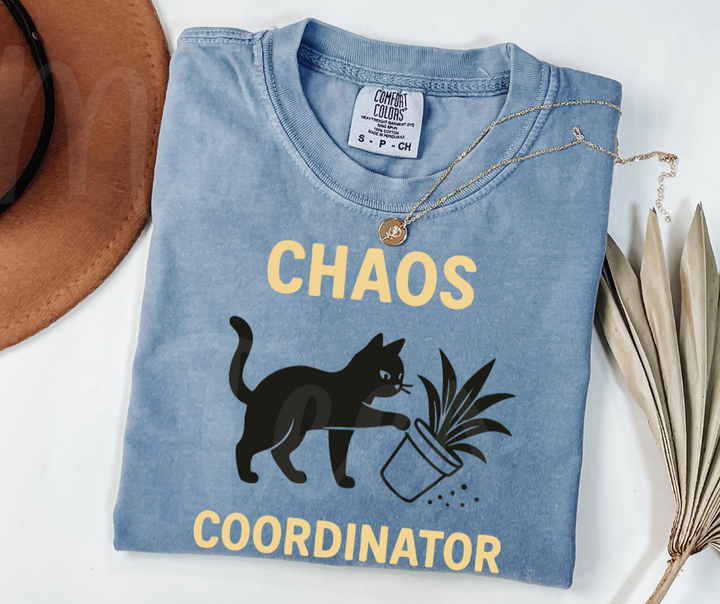"Chaos Cordinator" Sarcastic Cat Design Unisex heavyweight t-shirt
