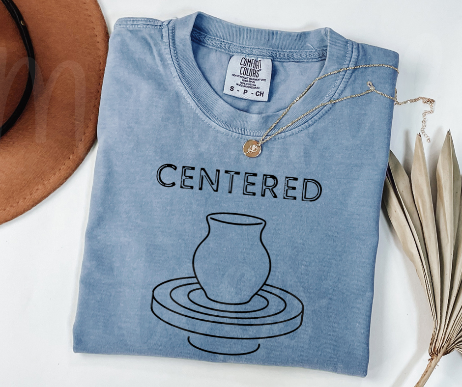 "Centered" Funny Design Pottery Clay Hobby Inspired Unisex heavyweight t-shirt