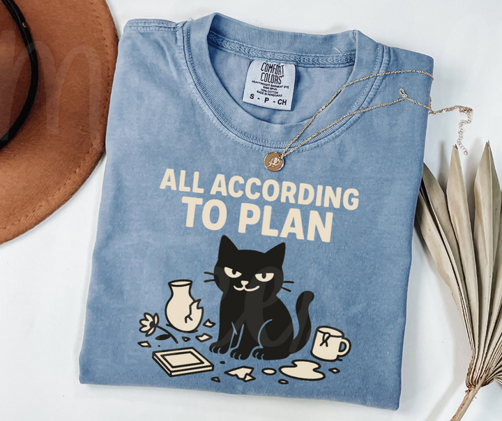 "All According to Plan" Sarcastic Cat Design Unisex heavyweight t-shirt