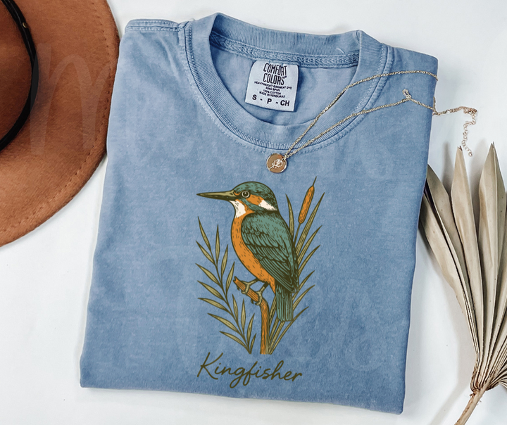 "Kingfisher" Birdwatching Design Birds and Nature Inspired Unisex heavyweight t-shirt