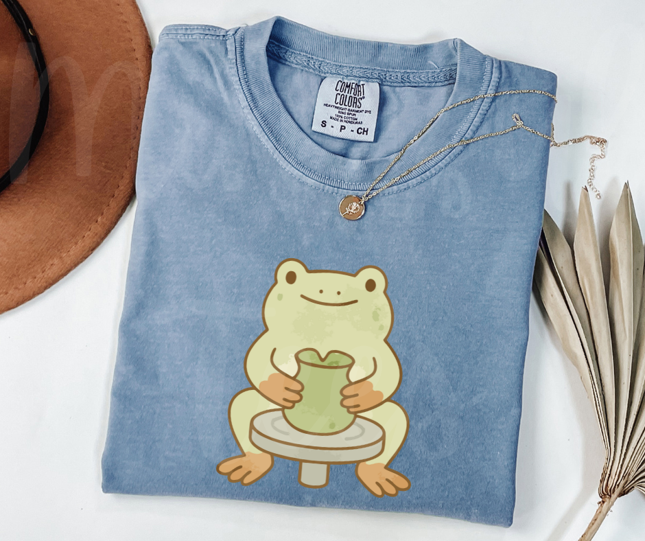 "Cute Frog" Funny Design Pottery Clay Hobby Inspired Unisex heavyweight t-shirt
