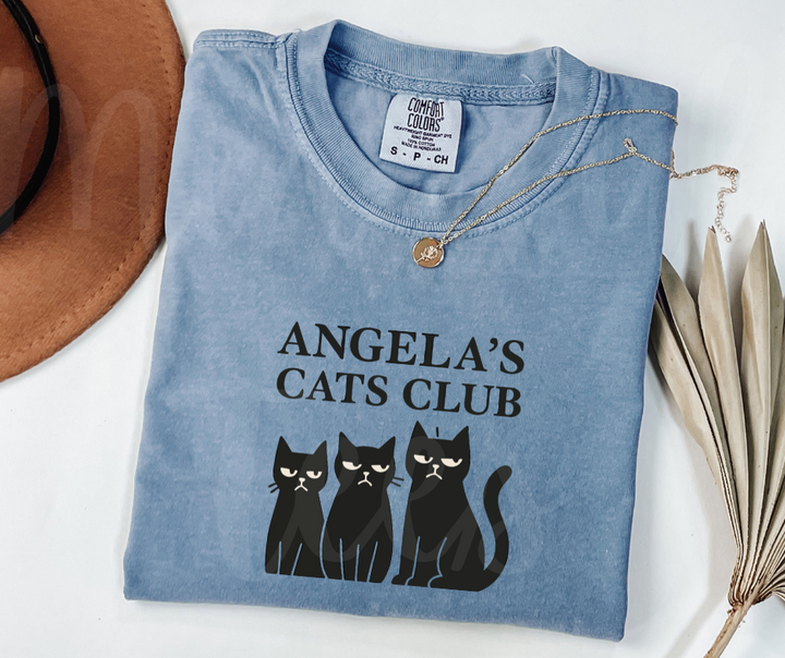 "Angela's Cat Club" Sarcastic Design The Office Inspired Unisex heavyweight t-shirt