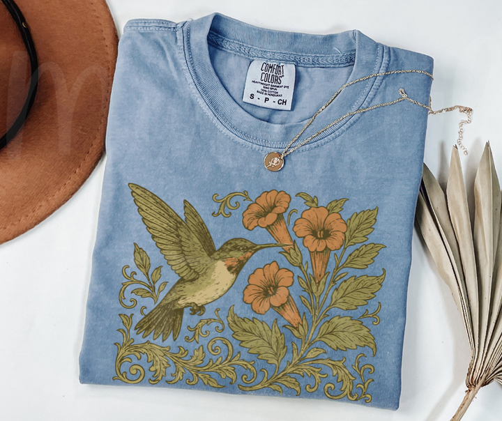 "Ruby-Throated Hummingbird" Birdwatching Design Birds and Nature Inspired Unisex heavyweight t-shirt