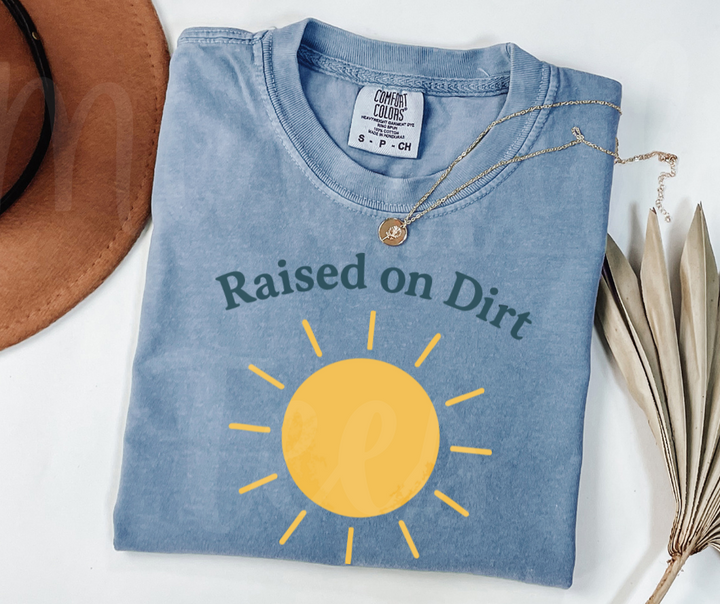 "Raised on Dirt and Sunshine" Funny Plant Lover Tee Design Unisex heavyweight t-shirt