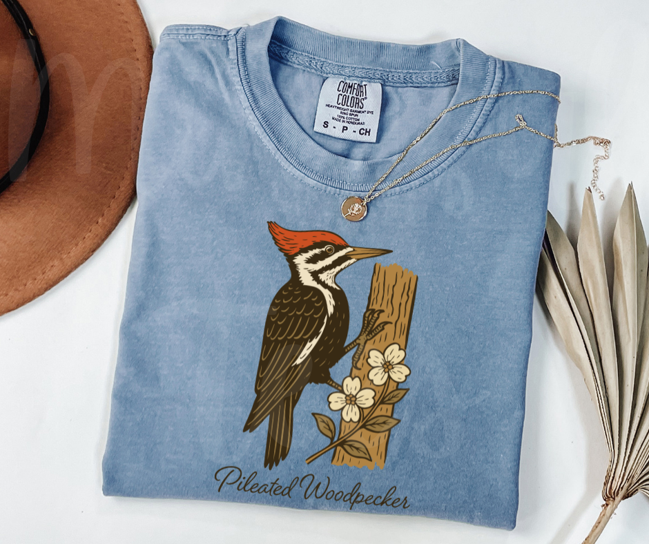 "Pileated Woodpecker" Birdwatching Design Birds and Nature Inspired Unisex heavyweight t-shirt