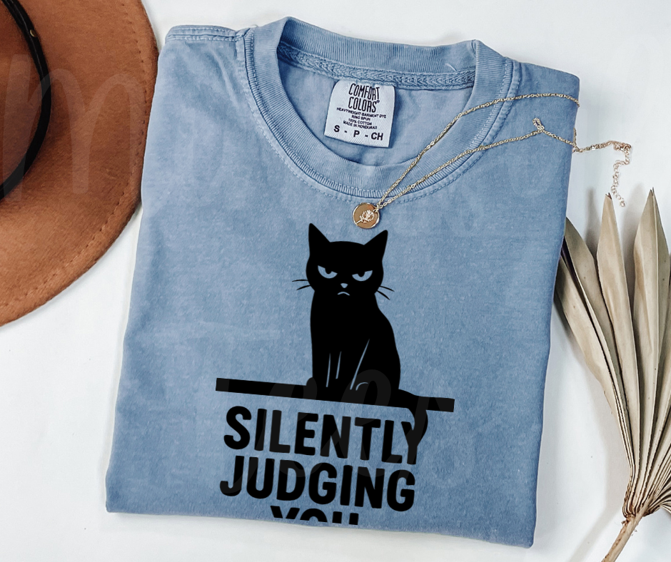 "Silently Judging" Sarcastic Cat Design Unisex heavyweight t-shirt