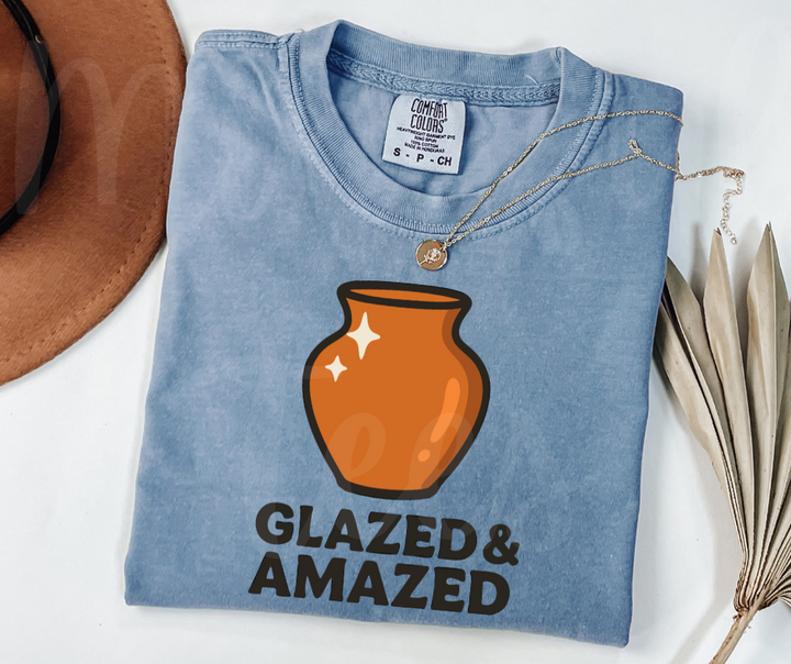 "Glazed & Amazed" Funny Design Pottery Clay Hobby Inspired Unisex heavyweight t-shirt