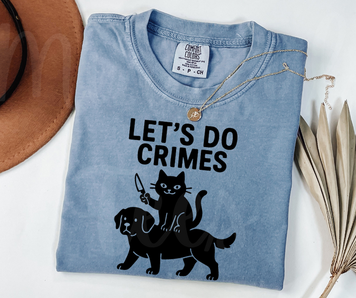 "Let's Do Crimes" Sarcastic Cat Design Unisex heavyweight t-shirt