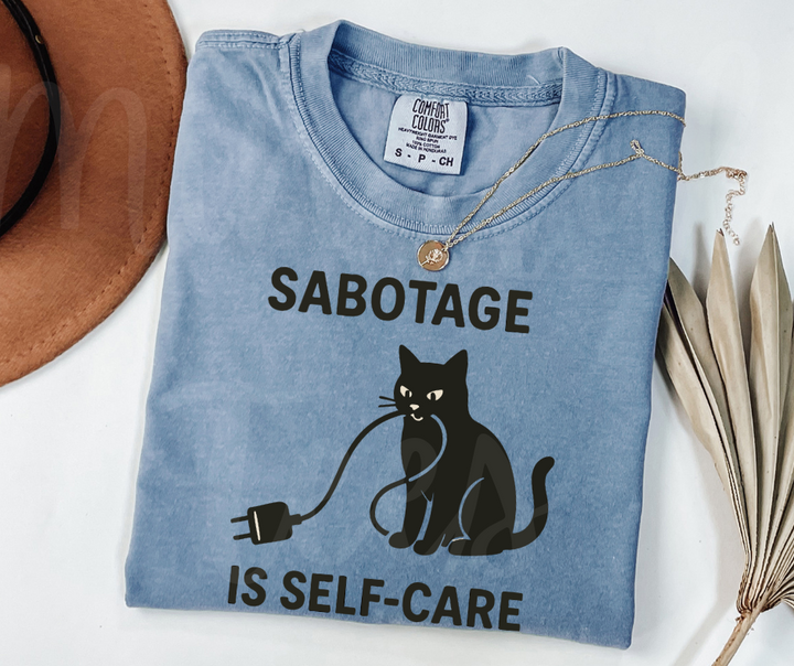 "Self Care" Sarcastic Cat Design Unisex heavyweight t-shirt