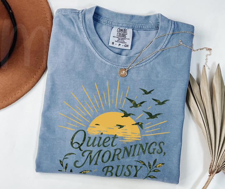 "Quiet Mornings" Birdwatching Design Birds and Nature Inspired Unisex heavyweight t-shirt