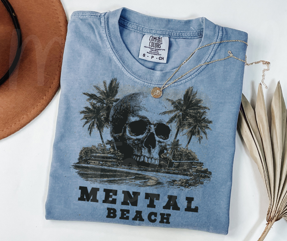 "Mental Beach" Sarcastic Design Unisex heavyweight t-shirt