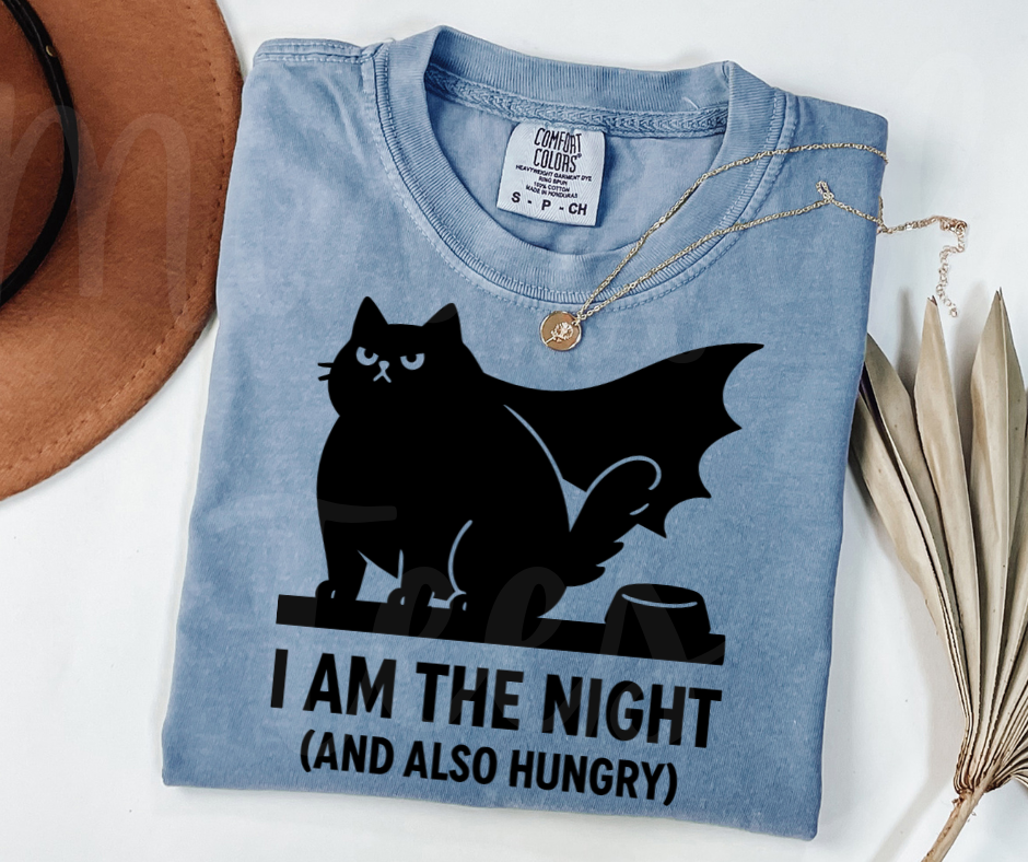 "I Am The Night" Sarcastic Cat Design Unisex heavyweight t-shirt