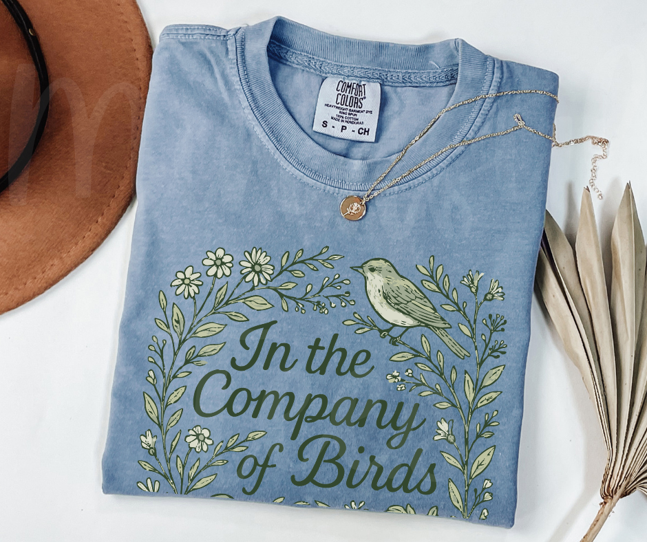 "In The Company of Birds" Birdwatching Design Birds and Nature Inspired Unisex heavyweight t-shirt