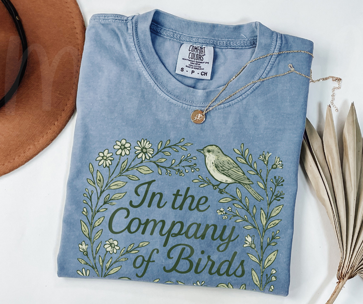 "In The Company of Birds" Birdwatching Design Birds and Nature Inspired Unisex heavyweight t-shirt