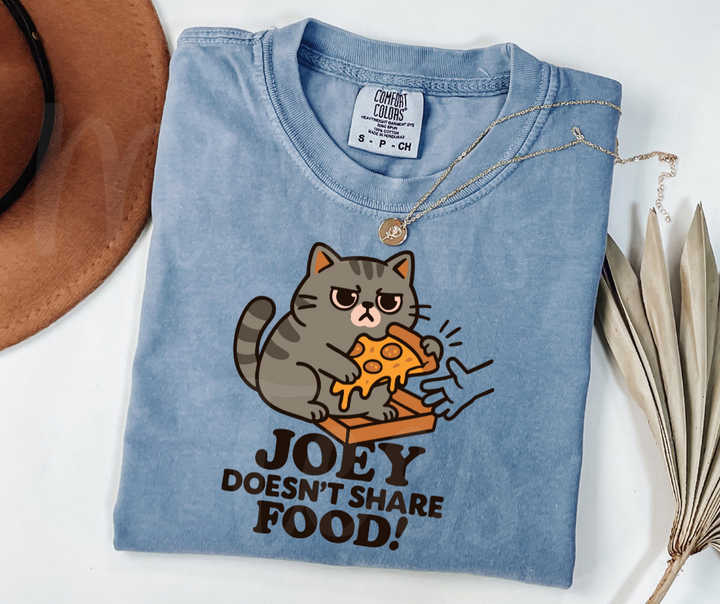 "Joey Doesn't Share Food" Sarcastic Design Friends Inspired Unisex heavyweight t-shirt