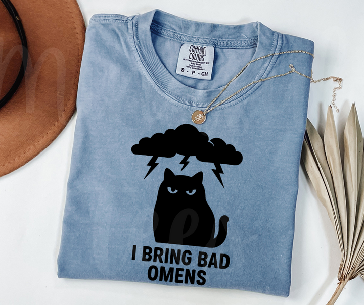 "Bad Omens" Sarcastic Cat Design Unisex heavyweight t-shirt