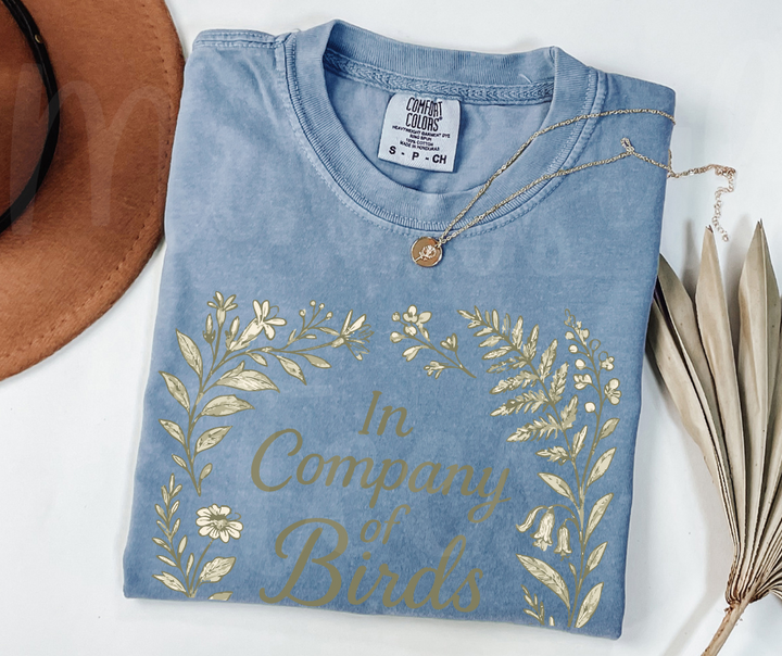 "In Company of Birds" Birdwatching Design Birds and Nature Inspired Unisex heavyweight t-shirt