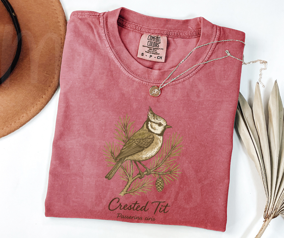 "Crested Tit" Birdwatching Design Birds and Nature Inspired Unisex heavyweight t-shirt