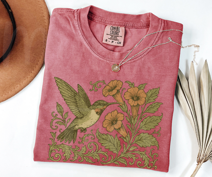 "Ruby-Throated Hummingbird" Birdwatching Design Birds and Nature Inspired Unisex heavyweight t-shirt