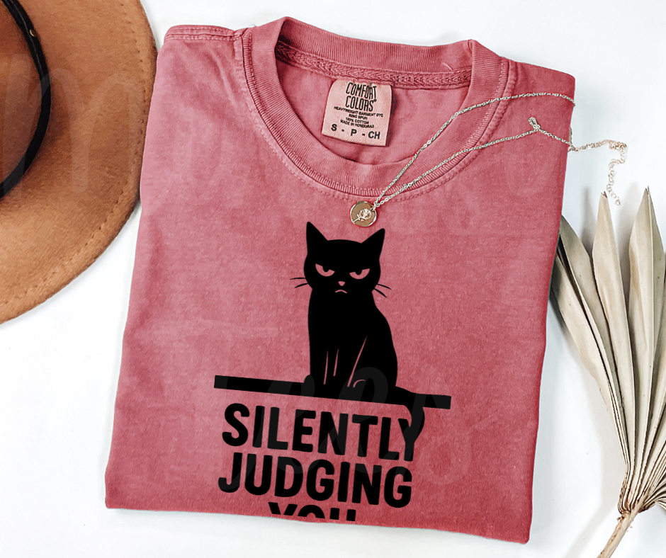 "Silently Judging" Sarcastic Cat Design Unisex heavyweight t-shirt