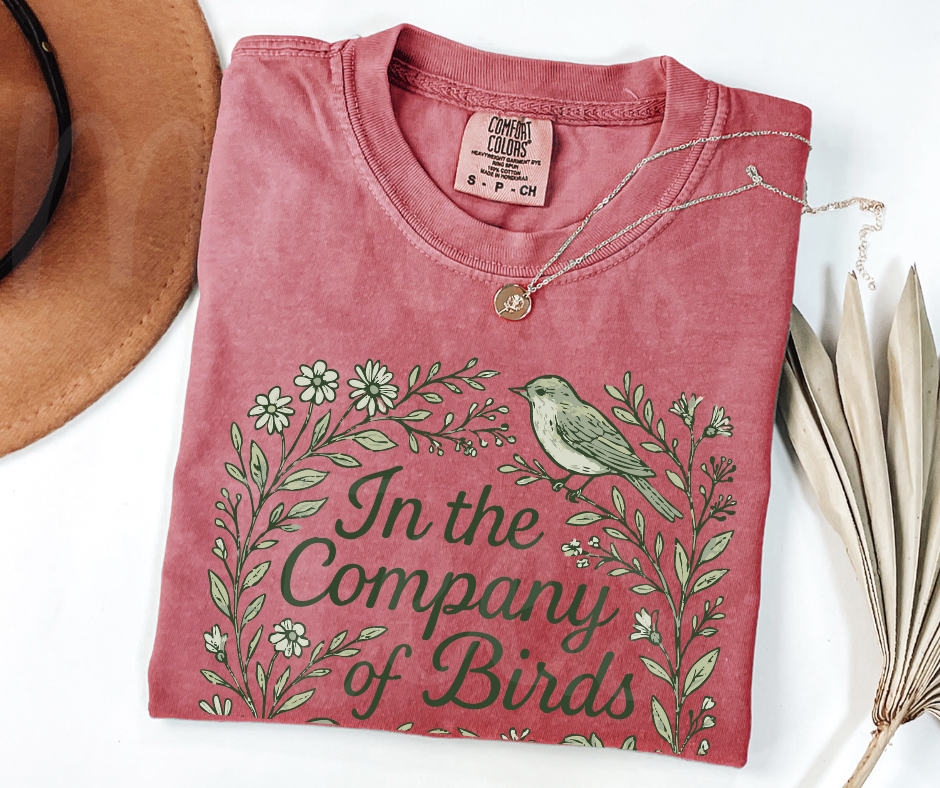 "In The Company of Birds" Birdwatching Design Birds and Nature Inspired Unisex heavyweight t-shirt
