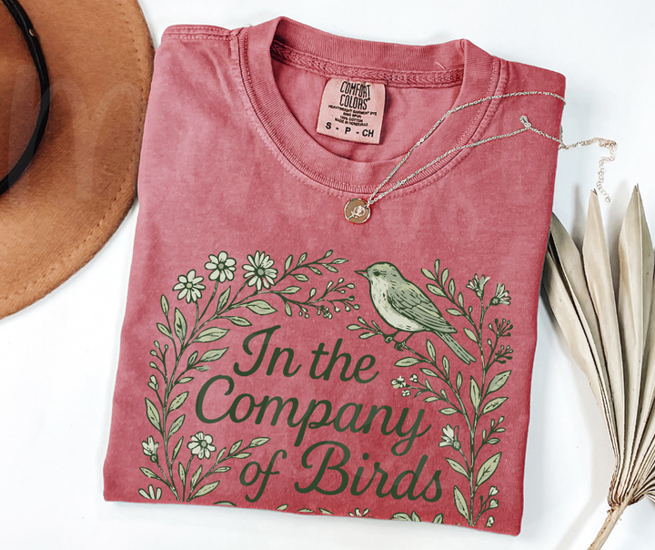 "In The Company of Birds" Birdwatching Design Birds and Nature Inspired Unisex heavyweight t-shirt