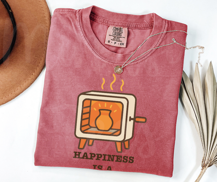 "Happiness is a Warm Kiln" Funny Design Pottery Clay Hobby Inspired Unisex heavyweight t-shirt