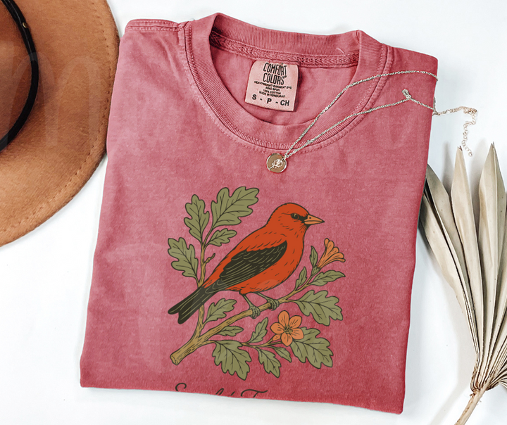 "Scarlet Tanager" Birdwatching Design Birds and Nature Inspired Unisex heavyweight t-shirt