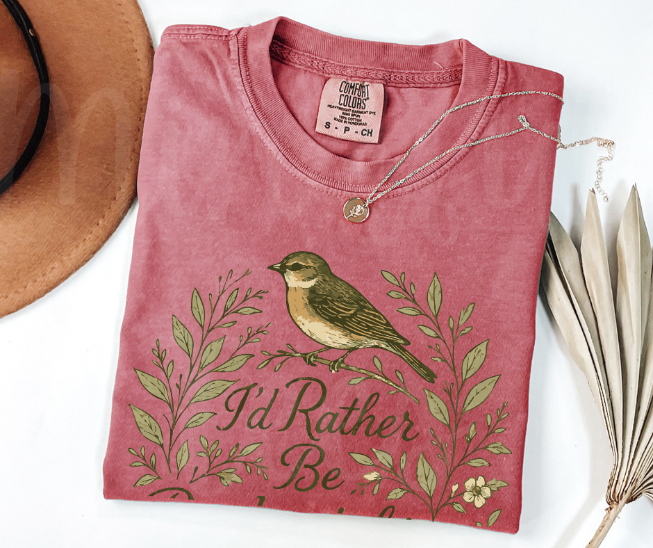 "I'd Rather be Birdwatching" Birdwatching Design Birds and Nature Inspired Unisex heavyweight t-shirt