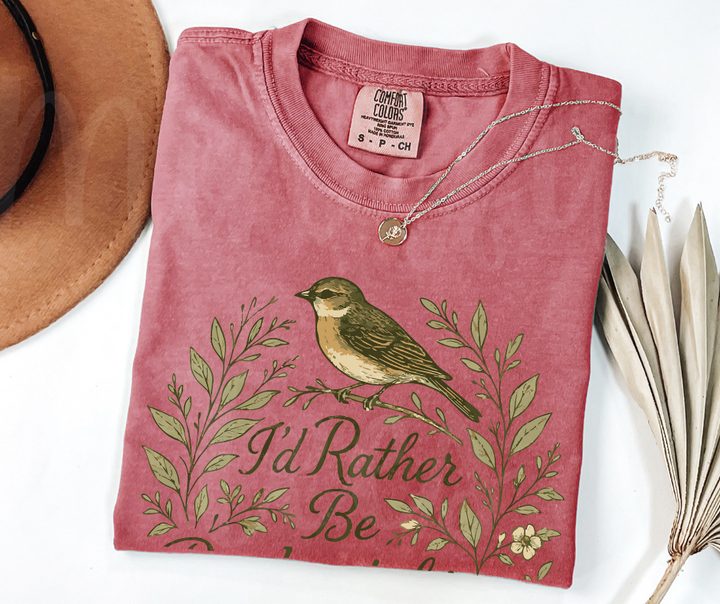 "I'd Rather be Birdwatching" Birdwatching Design Birds and Nature Inspired Unisex heavyweight t-shirt