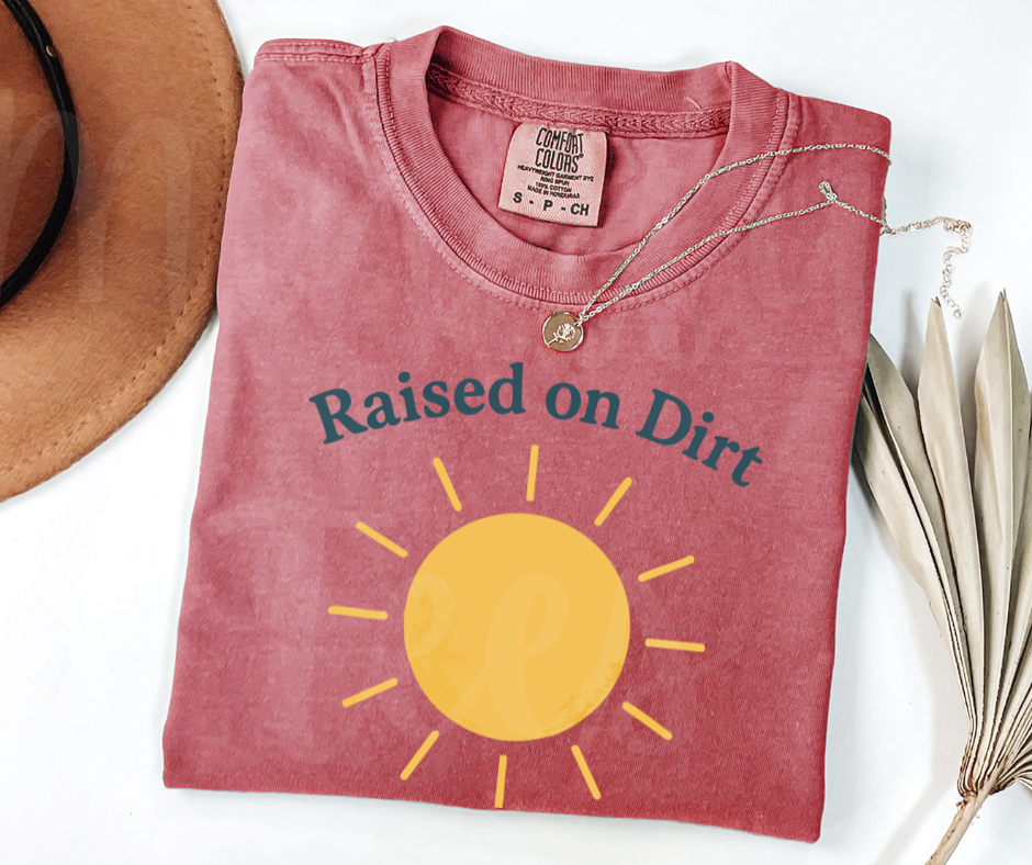"Raised on Dirt and Sunshine" Funny Plant Lover Tee Design Unisex heavyweight t-shirt