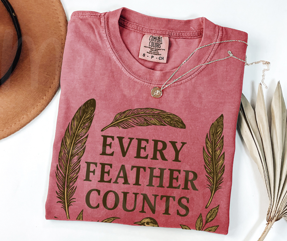 "Every Feather Counts" Birdwatching Design Birds and Nature Inspired Unisex heavyweight t-shirt