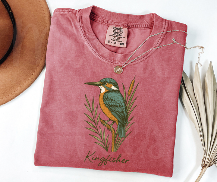 "Kingfisher" Birdwatching Design Birds and Nature Inspired Unisex heavyweight t-shirt