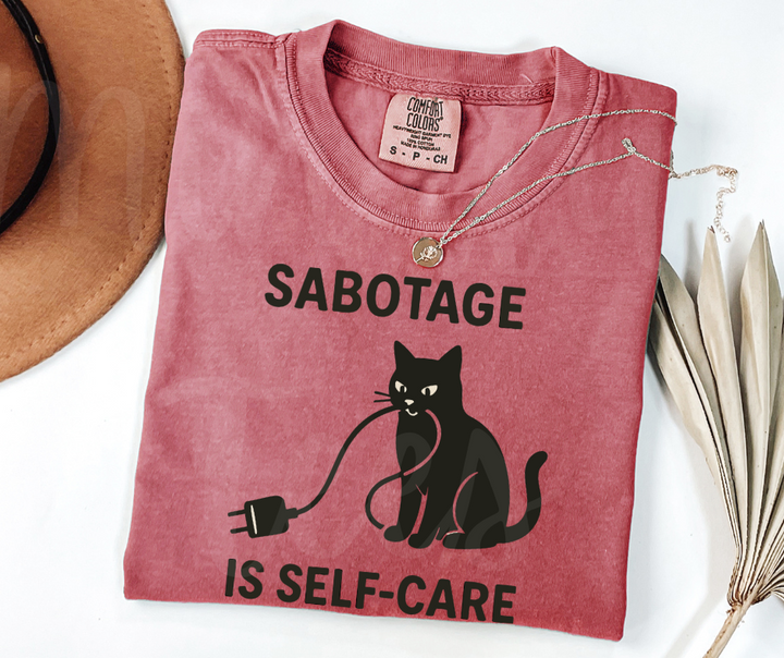 "Self Care" Sarcastic Cat Design Unisex heavyweight t-shirt