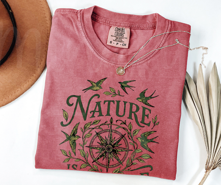 "Nature Is My Guide" Birdwatching Design Birds and Nature Inspired Unisex heavyweight t-shirt