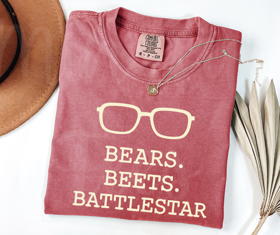 "Beers, Beets, Battelstar Galactica" Sarcastic Design The Office Inspired Unisex heavyweight t-shirt