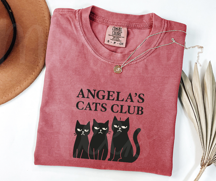 "Angela's Cat Club" Sarcastic Design The Office Inspired Unisex heavyweight t-shirt