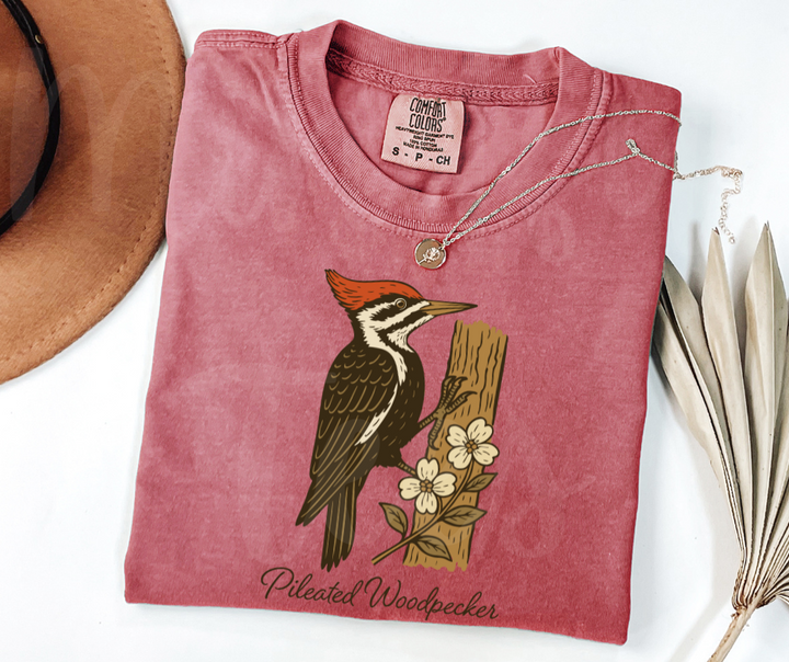"Pileated Woodpecker" Birdwatching Design Birds and Nature Inspired Unisex heavyweight t-shirt
